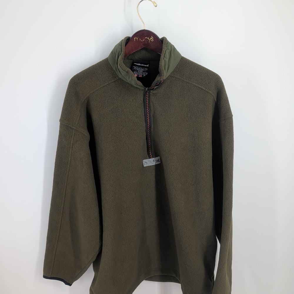 Vintage 90 Adidas Relaxed Fit Fleece 1/4 Zip Sweatshirt Earth Tone Green Size XL